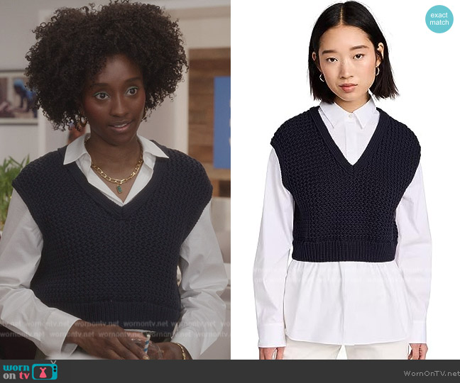 Theory Woven Combo Vest worn by (Courtnee Carter) on And Just Like That