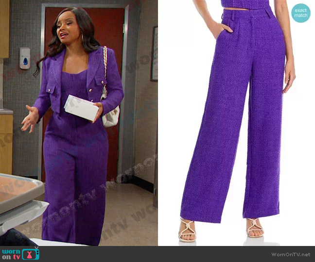 AQUA x Maeve Reilly Tweed Pants worn by Chanel Dupree (Raven Bowens) on Days of our Lives