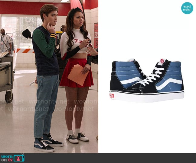 Vans Sk8-Hi Sneakers in Navy worn by Mack Alana (Matthew Sato) on High School Musical The Musical The Series