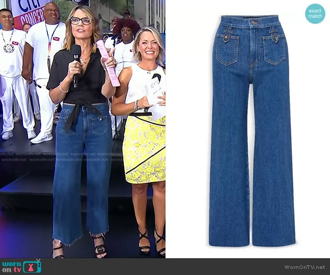 Veronica Beard Grant Wide-Leg Patch Pocket Jeans worn by Savannah Guthrie on Today