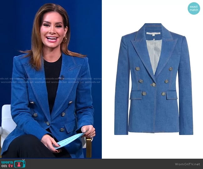 Veronica Beard Naira Denim Dickey Jacket worn by Rebecca Jarvis on Good Morning America