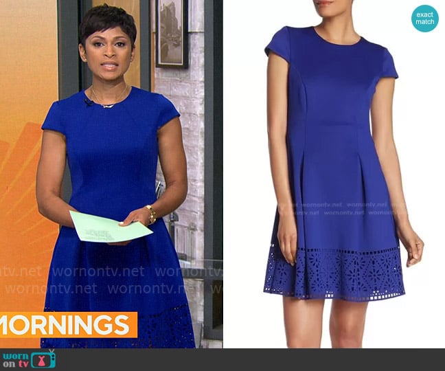 Vince Camuto Scuba Laser Cut Dress worn by Jericka Duncan on CBS Mornings