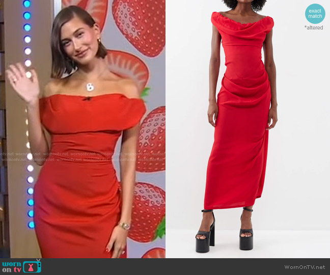 Vivienne Westwood Ginnie Draped Dress worn by Hailey Bieber on Good Morning America