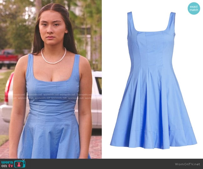 Staud Wells Mini Dress in Sky worn by Belly Conklin (Lola Tung) on The Summer I Turned Pretty