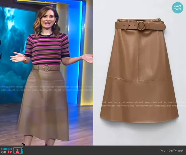 Zara Cape Skirt with Belt worn by Rebecca Jarvis on Good Morning America