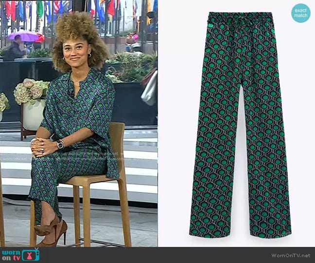 Zara Print Pyjama Style Trousers worn by Ally Love on Today