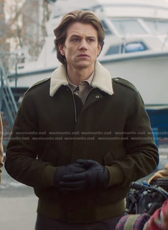Ace’s khaki shearling collar jacket on Nancy Drew