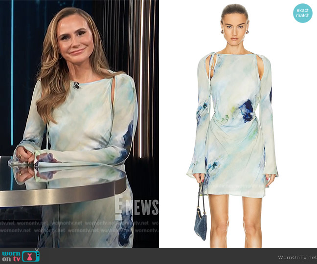 Acne Studios Cutout tie-dyed floral-print crepe mini dress worn by Keltie Knight on E! News