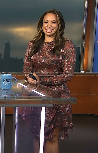 Adelle’s abstract print asymmetric dress on Today