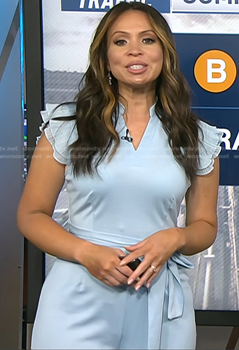 Adelle’s blue ruffle sleeve jumpsuit on Today