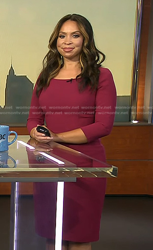 Adelle’s burgundy 3/4 sleeve dress on Today