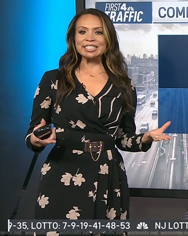 Adelle Caballero black floral print wrap dress on Today