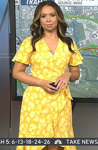 Adelle’s yellow floral wrap dress on Today