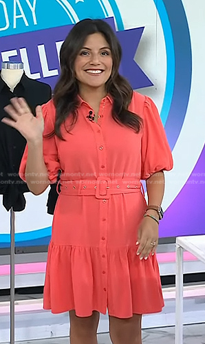 Adrianna’s pink belted shirtdress on Today