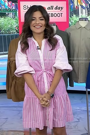 Adrianna’s pink striped shirtdress on Today