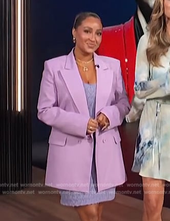 Adrienne’s lilac crochet mini dress on E! News