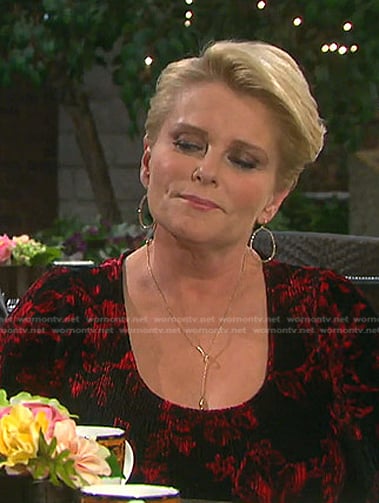 Adrienne’s black and red scoop neck dress on Days of our Lives