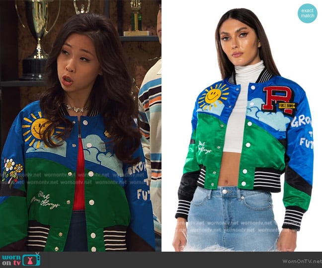 Shop Akira Always and Forever Bomber Jacket worn by Ivy (Emmy Liu-Wang) on Ravens Home