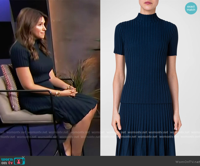 Akris Punto Milano Knit Fitted Rib Wool Top worn by Camille Vasquez on Access Hollywood