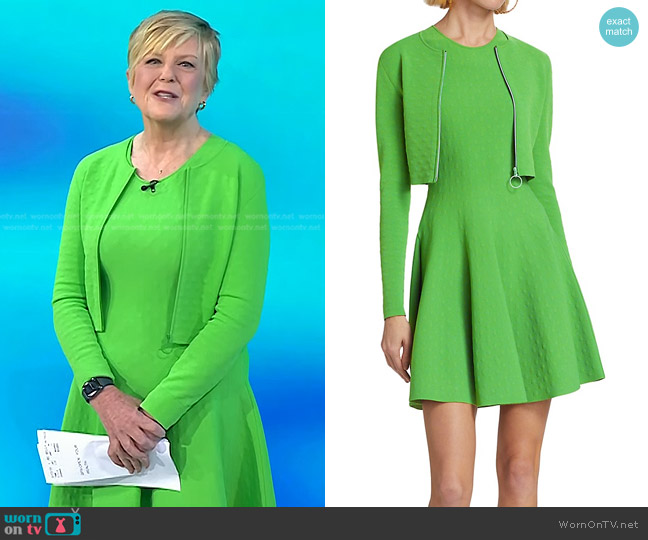 Akris Punto Long-Sleeve Knit Bolero in Vibrant Green worn by Anne Thompson on Today