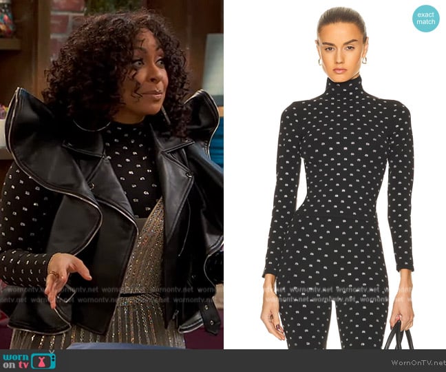 Alexander McQueen Crystal logo crop top worn by Raven Baxter (Raven-Symoné) on Ravens Home