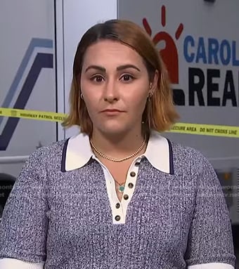 Ali Vitali’s navy contrast knit polo top on NBC News