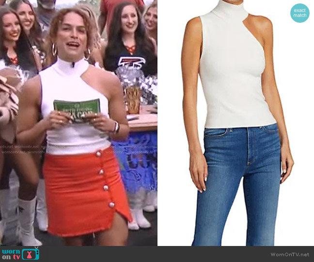 Alice + Olivia Kiki Multi-Stitch Cutout Tank Top worn by Jess Sims on Good Morning America