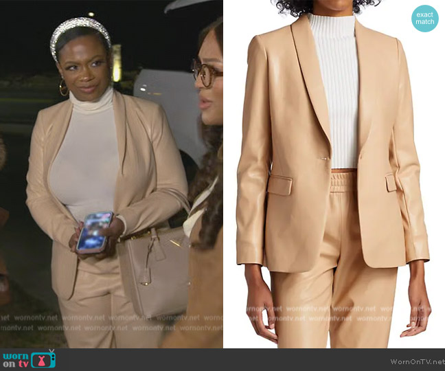 Alice + Olivia Macey Faux Leather Jacket worn by Kandi Burruss on The Real Housewives of Atlanta