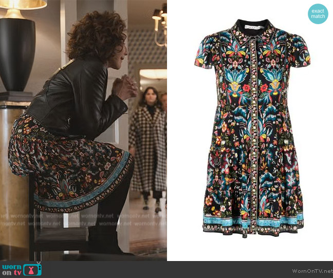Alice + Olivia Meeko floral-print shirt dress worn by (Andrea Martin) on Only Murders in the Building