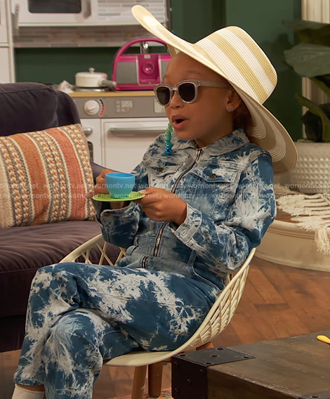 Alice’s denim tie dye jumpsuit on Ravens Home