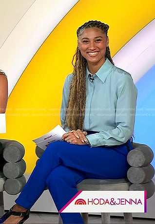Ally Love’s blue shirt and pants on Today
