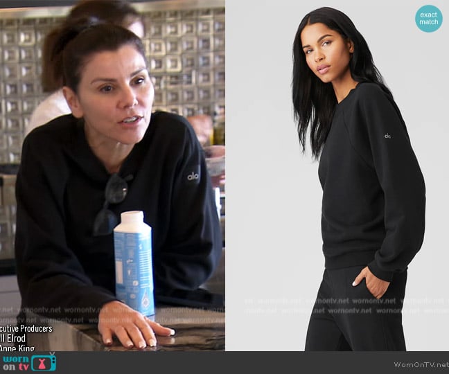 Alo Yoga Heavy Weight Free Time Crew Pullover worn by Heather Dubrow on The Real Housewives of Orange County
