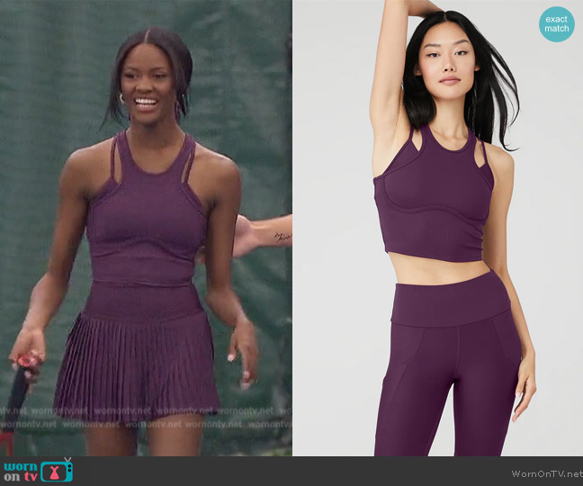 Alo Yoga Ribbed Airlift Enchanted Bra Tank worn by Charity Lawson on The Bachelorette