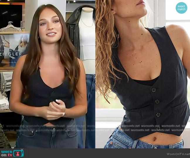 AE x The Ziegler Sisters Crop Vest worn by Maddie Ziegler on Access Hollywood