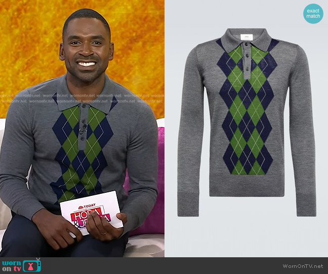 Ami Paris Argyle wool sweater worn by Justin Sylvester on Today