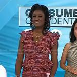 Dr. Angela Lamb’s pink abstract print ruffle dress on Today