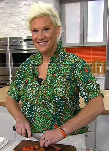 Anne Burrell’s green floral blouse on Today