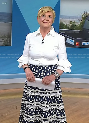 Anne’s white bell sleeve blouse and polka dot skirt on Today