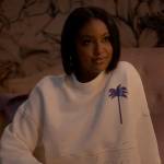 Annika’s white palm print cropped sweatshirt on Grown-ish