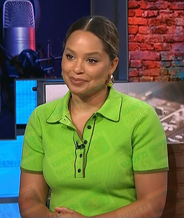Antonia Hylton’s green ribbed polo top on NBC News Daily