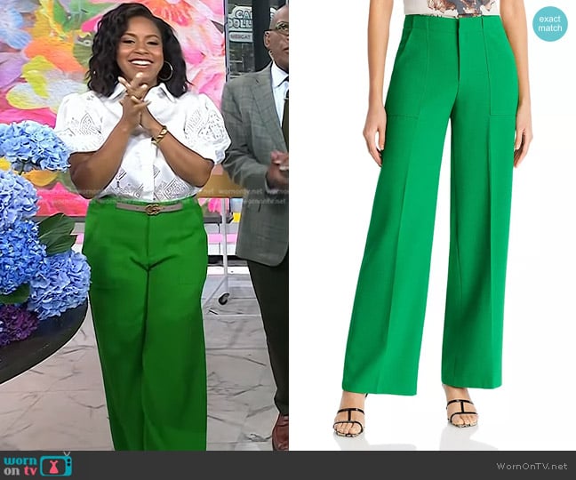 Aqua Wide Leg Pants in Green worn by Sheinelle Jones on Today