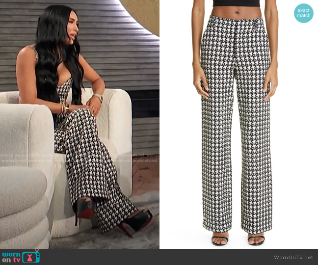 Area Houndstooth Crystal Embellished Cutout Trousers worn by Bre Tiesi on E! News