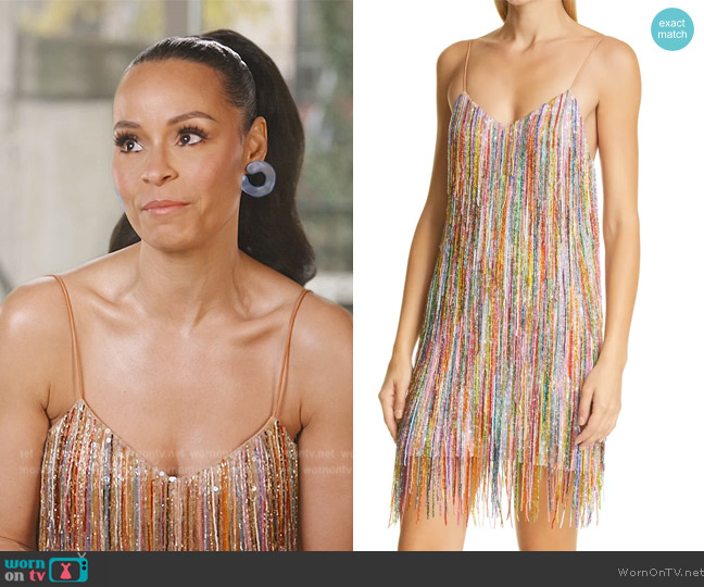 Ashish Sequin Beaded Fringe Slip Dress worn by Sai De Silva on The Real Housewives of New York City