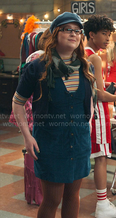 Ashlyn’s blue corduroy button front dress on High School Musical The Musical The Series