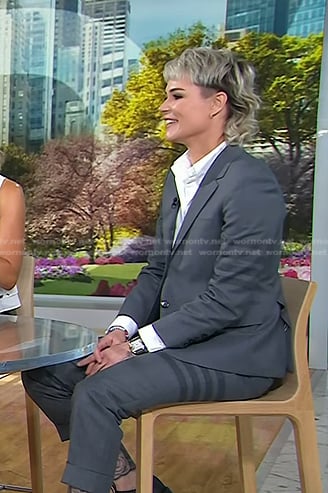 Ashlyn Harris’s grey striped blazer and pants on Today