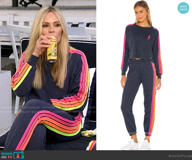 Aviator Nation Bolt Cropped Classic Crewneck worn by Tamra Judge on The Real Housewives of Orange County