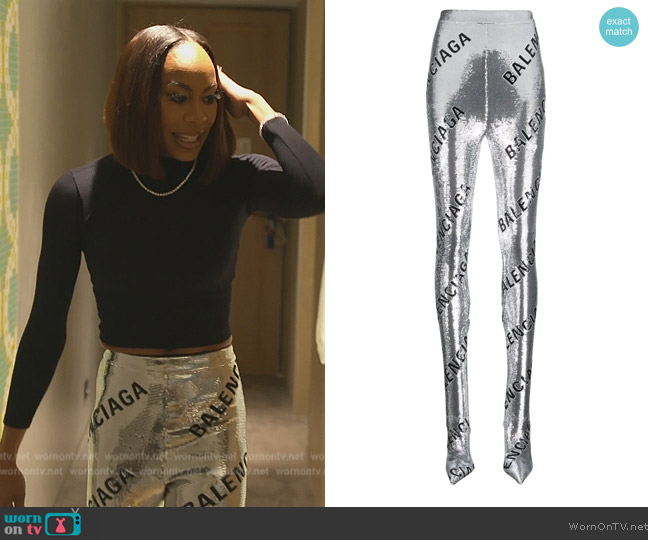 Balenciaga Pantalegging 120mm boots worn by Sanya Richards-Ross on The Real Housewives of Atlanta