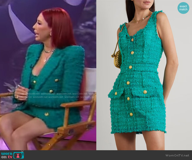 Balmain Embellished Cotton-Blend Bouclé Mini Dress worn by Stacie J. Stephenson on Good Morning America