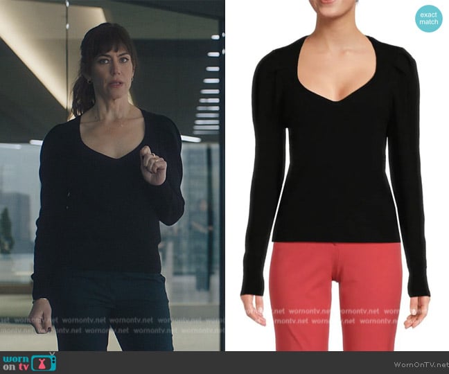 Ba&sh ?Puff Sleeve Sweater worn by Wendy Rhoades (Maggie Siff) on Billions
