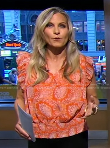 Becky Worley’s orange paisley print top on Good Morning America